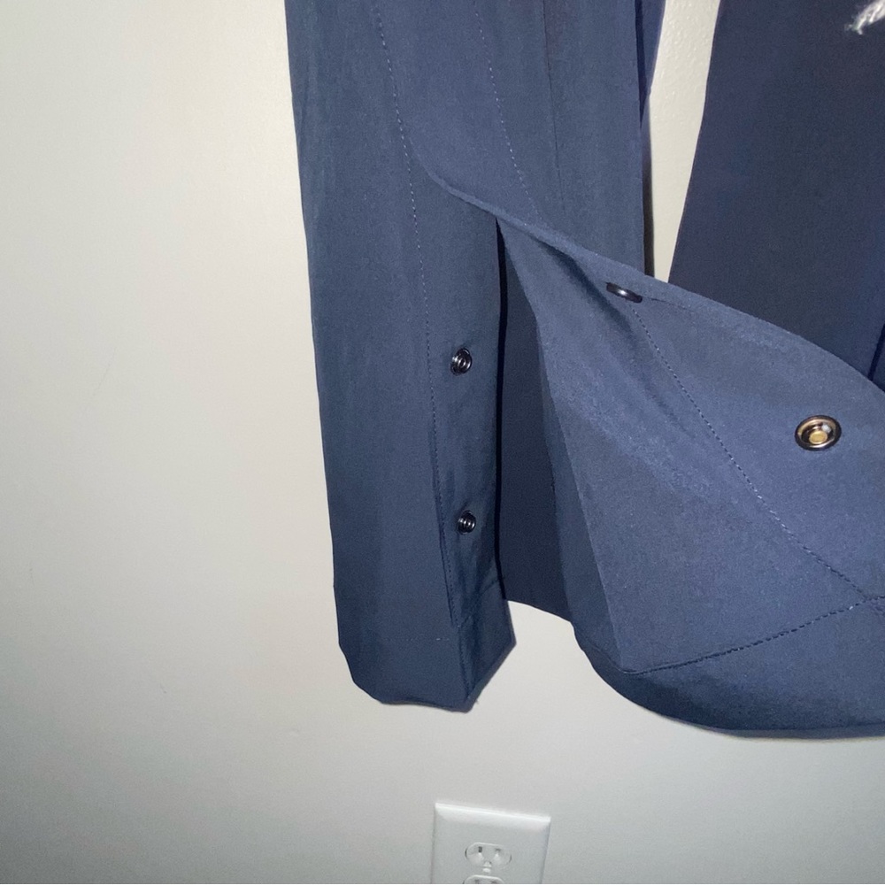 J Jill Fit NEW Wide Leg Crop Pants Flat Front navy blue size Medium Petite MP - Picture 5 of 8